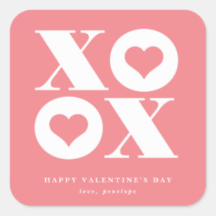 xoxo square valentine's day sticker