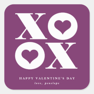xoxo square valentine's day sticker