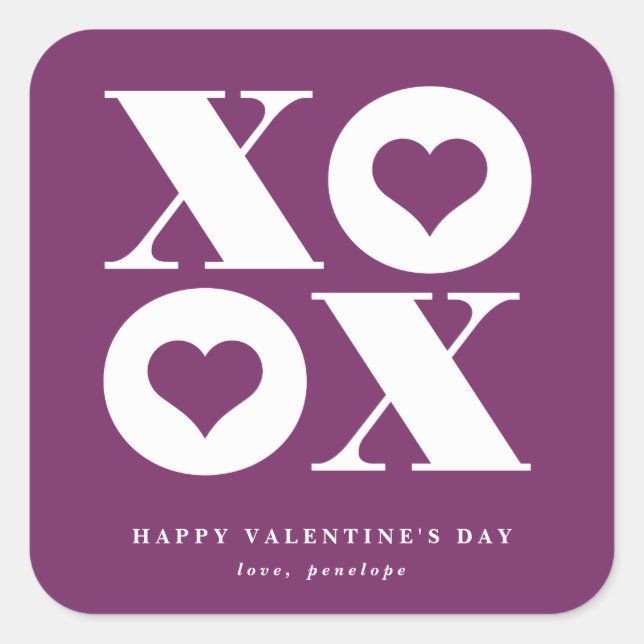xoxo square valentine's day sticker (Front)