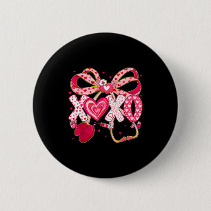 Xoxo stethoscope valentine rn pct cna nurse pink 2 inch round button