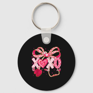 Xoxo stethoscope valentine rn pct cna nurse pink keychain