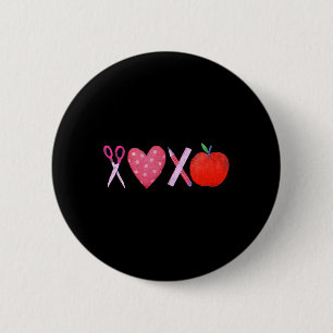 Xoxo Teacher Valentine's Day Pencil And Apple 1 2 Inch Round Button