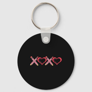 Xoxo Teacher Valentine's Day Pencil And Apple 2 Keychain