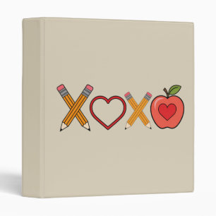 XOXO Teacher Valentine's Day Pencil And Apple  Binder
