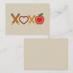 XOXO Teacher Valentine's Day Pencil And Apple  Card
