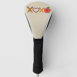 XOXO Teacher Valentine's Day Pencil And Apple  Golf Head Cover