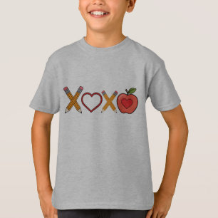 XOXO Teacher Valentine's Day Pencil And Apple  T-Shirt
