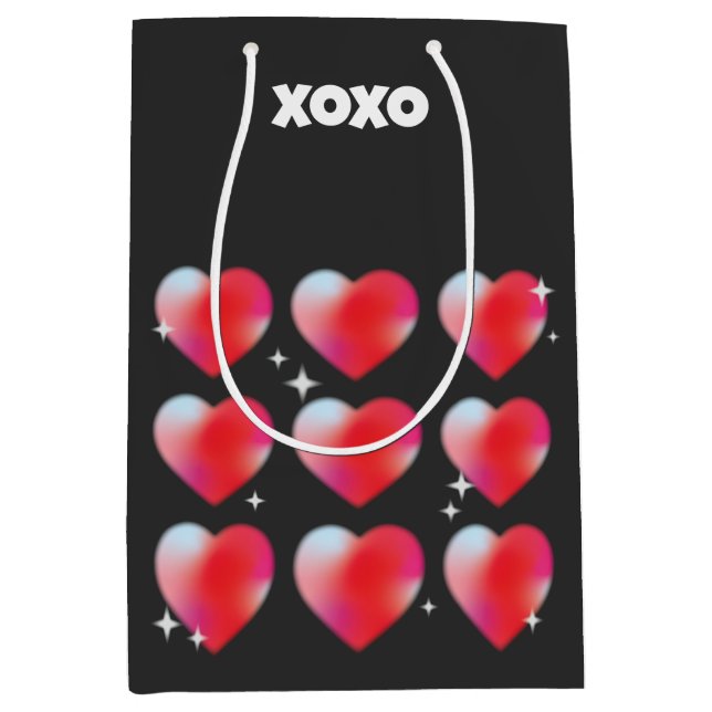 Xoxo text romantic red hearts valentine's day  medium gift bag (Front)