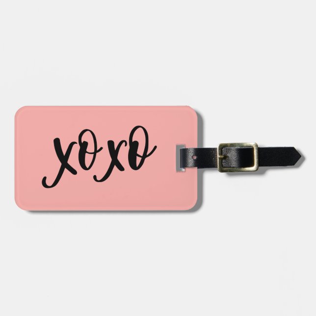 XOXO Typography Pink Luggage Tag (Front Horizontal)
