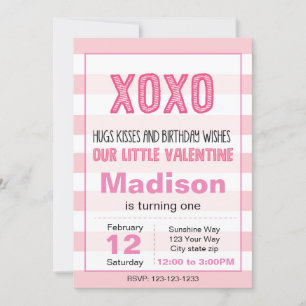 XOXO Valentine Birthday Invitation (pink)