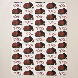XOXO Valentine Bonbon and Dark Chocolate Sherpa Blanket