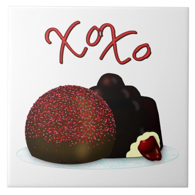 XOXO Valentine Bonbon and Dark Chocolate Tile (Front)