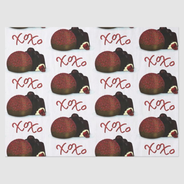 XOXO Valentine Bonbon and Dark Chocolate Tissue Paper (Front)