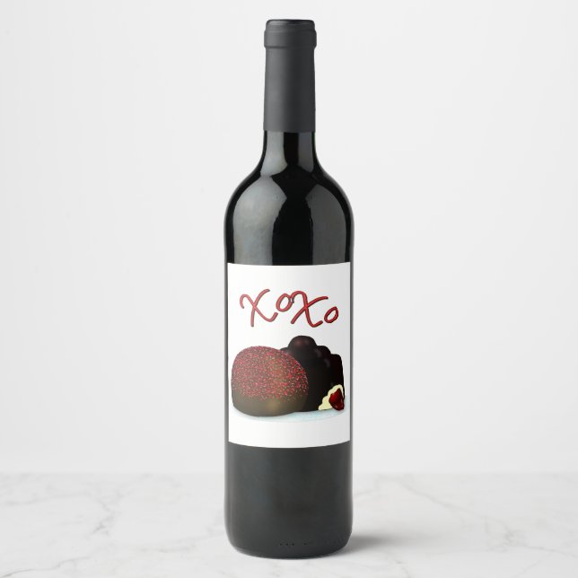 XOXO Valentine Bonbon and Dark Chocolate Wine Label (Front)