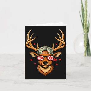 Xoxo valentine buck camo deer retro hunting boys card