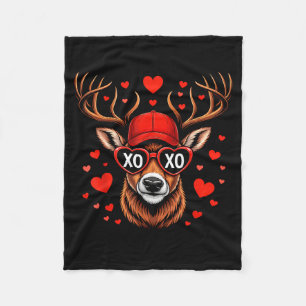 XOXO Valentine Buck Camo Deer Retro Hunting Boys Fleece Blanket