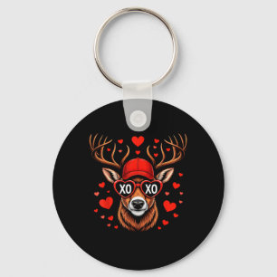 XOXO Valentine Buck Camo Deer Retro Hunting Boys Keychain