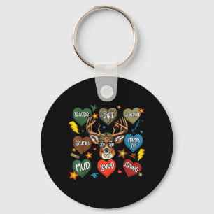 XOXO Valentine Buck Camo Deer Retro Hunting Boys Keychain