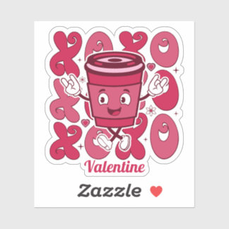 XOXO Valentine Coffee Cup Cute Retro Mascot