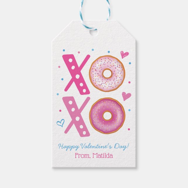 XOXO Valentine Doughnut Treat Gift Tags (Front)