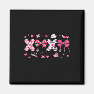 Xoxo Valentine Nurse Pink Bow Rn Pct Cna Nurse Gir Magnet