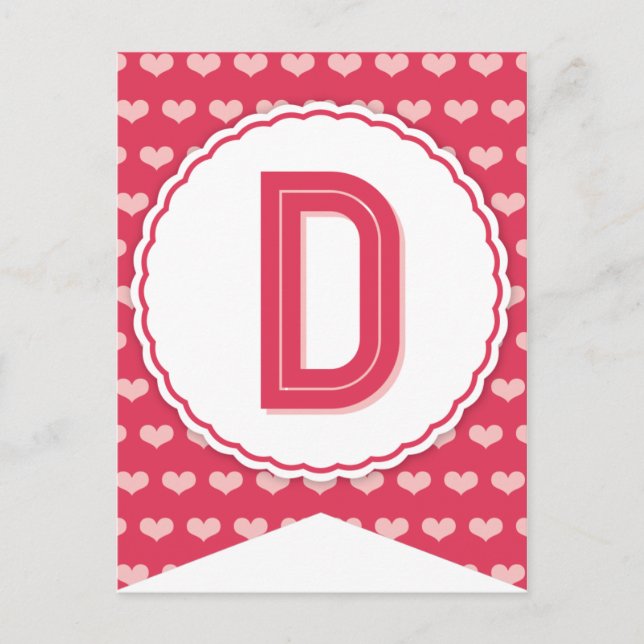 XOXO Valentine Party Flag Bunting Banner D Holiday Postcard (Front)