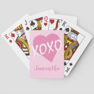 XOXO Valentine Pink Heart Name Pink Playing Cards
