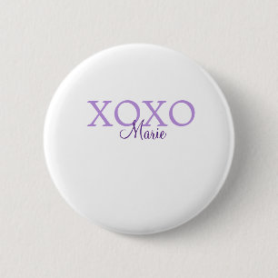 Xoxo valentine's day add name purple pastel minima 2 inch round button