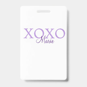 Xoxo valentine's day add name purple pastel minima badge