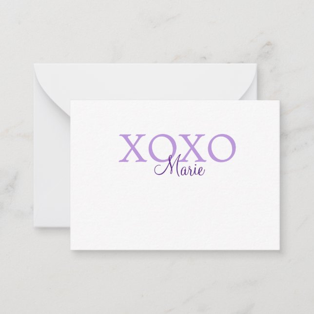 Xoxo valentine's day add name purple pastel minima card (Front)