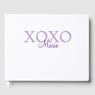 Xoxo valentine's day add name purple pastel minima guest book