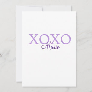 Xoxo valentine's day add name purple pastel minima holiday card