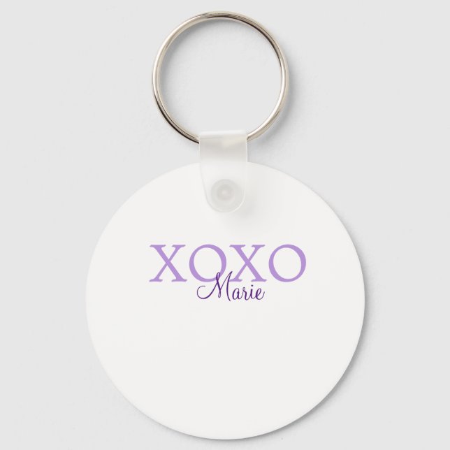 Xoxo valentine's day add name purple pastel minima keychain (Front)