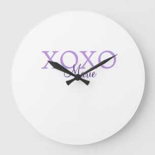 Xoxo valentine's day add name purple pastel minima large clock