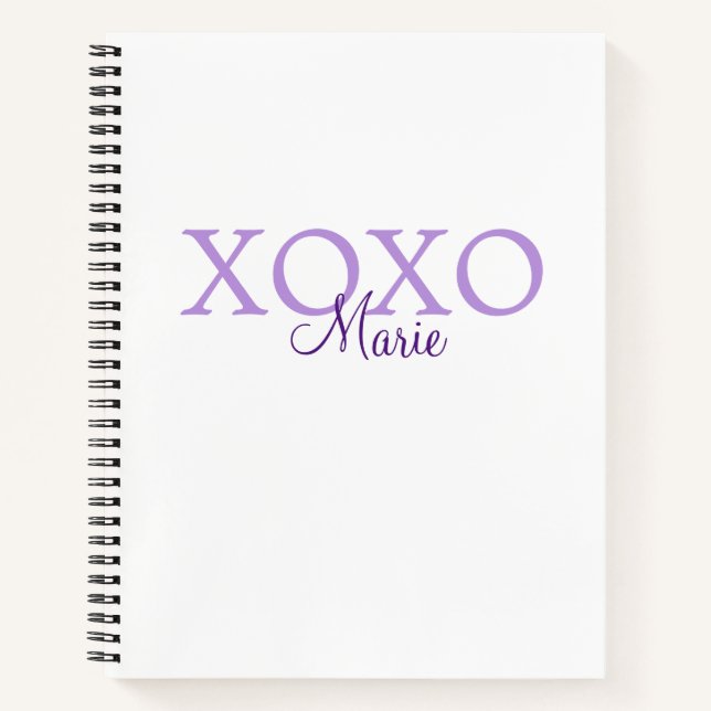 Xoxo valentine's day add name purple pastel minima notebook (Front)