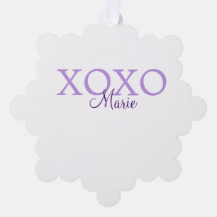 Xoxo valentine's day add name purple pastel minima ornament card