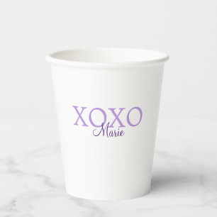 Xoxo valentine's day add name purple pastel minima paper cups