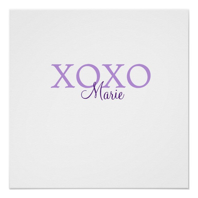 Xoxo valentine's day add name purple pastel minima poster (Front)