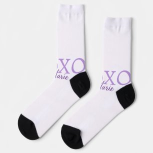 Xoxo valentine's day add name purple pastel minima socks