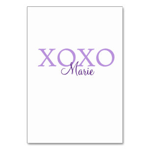 Xoxo valentine's day add name purple pastel minima table number