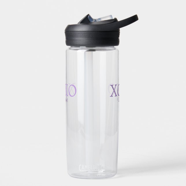 Xoxo valentine's day add name purple pastel minima water bottle (Left)