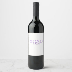 Xoxo valentine's day add name purple pastel minima wine label