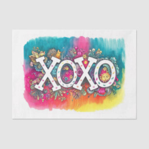 XOXO Valentine's Day Bright Neon Tie Dye Decoupage Tissue Paper