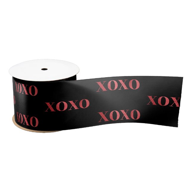 XOXO valentine's day Chic black red glitter Satin Ribbon (Spool)