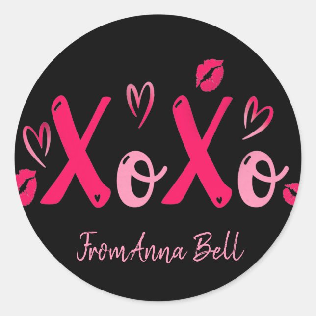 Xoxo Valentines Day Cute Valentine Favours Classic Round Sticker (Front)