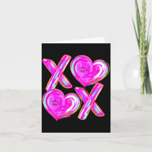 Xoxo Valentines Day Love Funny Coquette Bow Checke Card