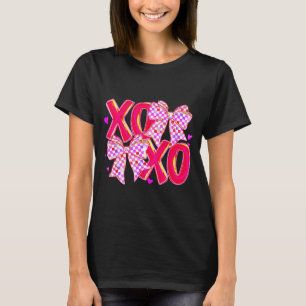Xoxo Valentines Day Love Funny Coquette Bow Checke T-Shirt