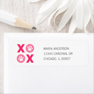 XOXO Valentine's Day Paw Print Address Label