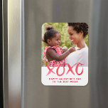 XOXO Valentine's Day Photo Magnet for Mom<br><div class="desc">Custom printed Valentine's Day magnet personalized with your photo and text. This modern minimalist design features red watercolor hand lettering that says XOXO. Message below reads "Happy Valentine's Day to the Best Mama" or you can customize it with your own special message for mom, grandma or other special person in...</div>