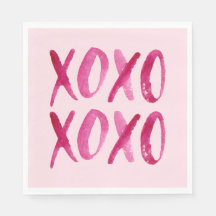 XOXO Valentine's Day Pink Watercolor